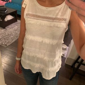 NWT Never worn - LOFT white fringe top